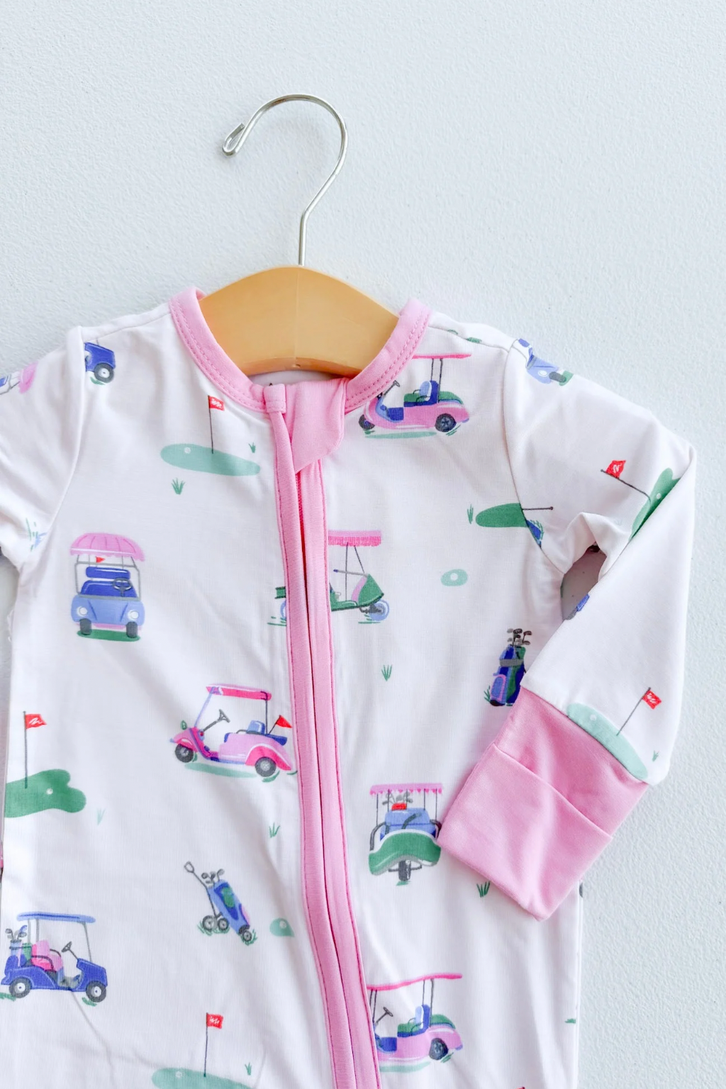 Vintage Golf Carts Pink Romper