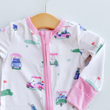 Vintage Golf Carts Pink Romper