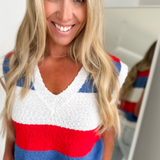 USA Color Block Cropped Knit Vest