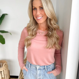 Blush Round Neck Long Sleeve Top
