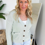 Relaxed Pastel Green Button Up Cardigan