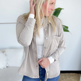 Oversized Soft Denim Button Up Jacket (2 Colors)