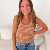 Nikibiki Striped Ribbed Tank Top - Milk Tea