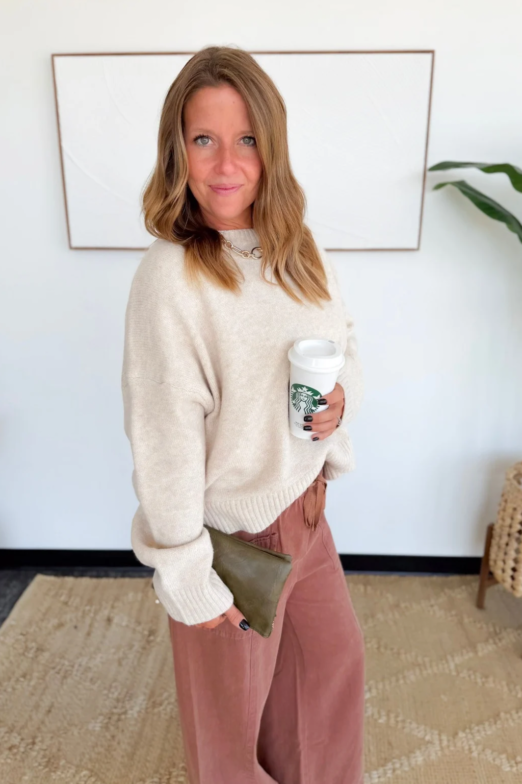 Taupe Three Bow Knit Sweate