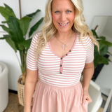 Blush Striped Short Sleeve Dress