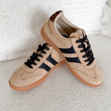 Camel Suede Lace Up Sneakers
