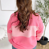 Two Tone Pink Color Block Top