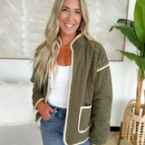 Green Floral Quilted Jacket