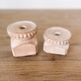 Short Wood Resin Candle Holder