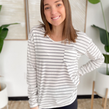 Andrea Black/White Striped Top