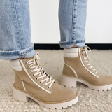 Neutral Lace Up MIA Bootie