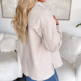 Brielle Snap Button Solid Oatmeal Shacket