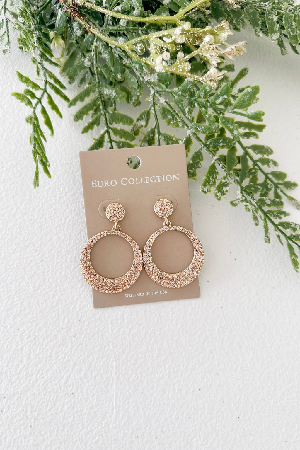 Pave Circle Dangle Earrings