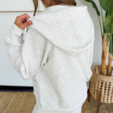 Light Grey Quarter Zip Up Hooded Pullover