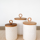 Stoneware Canister w/ Wood Top