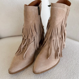 Suede Fringe Western Boots