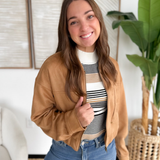 Horizontal Stripes Long Sleeve Ribbed Top