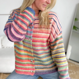 Rainbow Striped Button Knit Cardigan