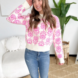 Floral Pattern Cream Sweater (2 colors)