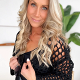 Black Crochet Open Knit Crop Cardigan