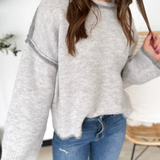 Two Tone Grey Knit Boxy Sweater