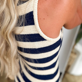 Navy & Beige Stripe Tank Dress