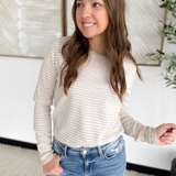 Oatmeal Striped Long Sleeve Top