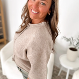 Light Mocha Button Short Sleeve Sweater