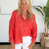 Scarlet Soft Linen Button Down Shirt