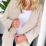 April Open Front Knit Taupe Cardigan