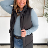 Black Long Puffer Vest