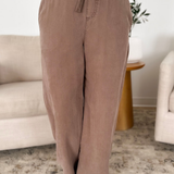 Mocha Drawstring Wide Leg Pants