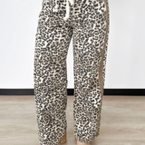 Sophie Contrast Slouchy Straight Leg Leopard Jeans