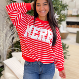 Merry Red & White Striped Pullover