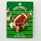 Football Bow Heart Charm Necklace
