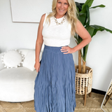 Sky Blue Crinkle Maxi Skirt