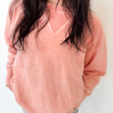 Lightweight Acid Wash Pullover-Peach