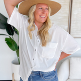 Annie Button Front White Shirt-Curvy