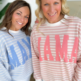 Baby Blue Striped Mama Crewneck