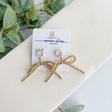 Beaded Bow Dangle Earrings