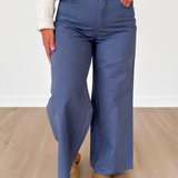 Blue Washed Wide Leg Pants