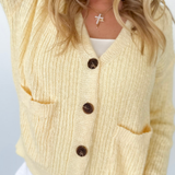 Relaxed Butter Yellow Button Up Cardigan