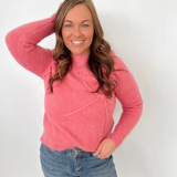 Pink Knit Bow Textured Sweater