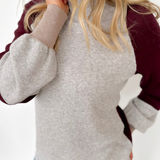 Mock Neck Color Block Sweater (2 Colors)