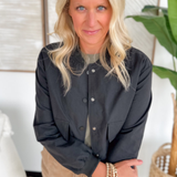 Black Cropped Bomber Jacket