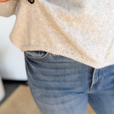 Grey Soft Knit Elastic Waistband Sweater