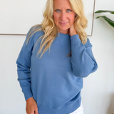 Blue Heavy Knit Pullover Sweater
