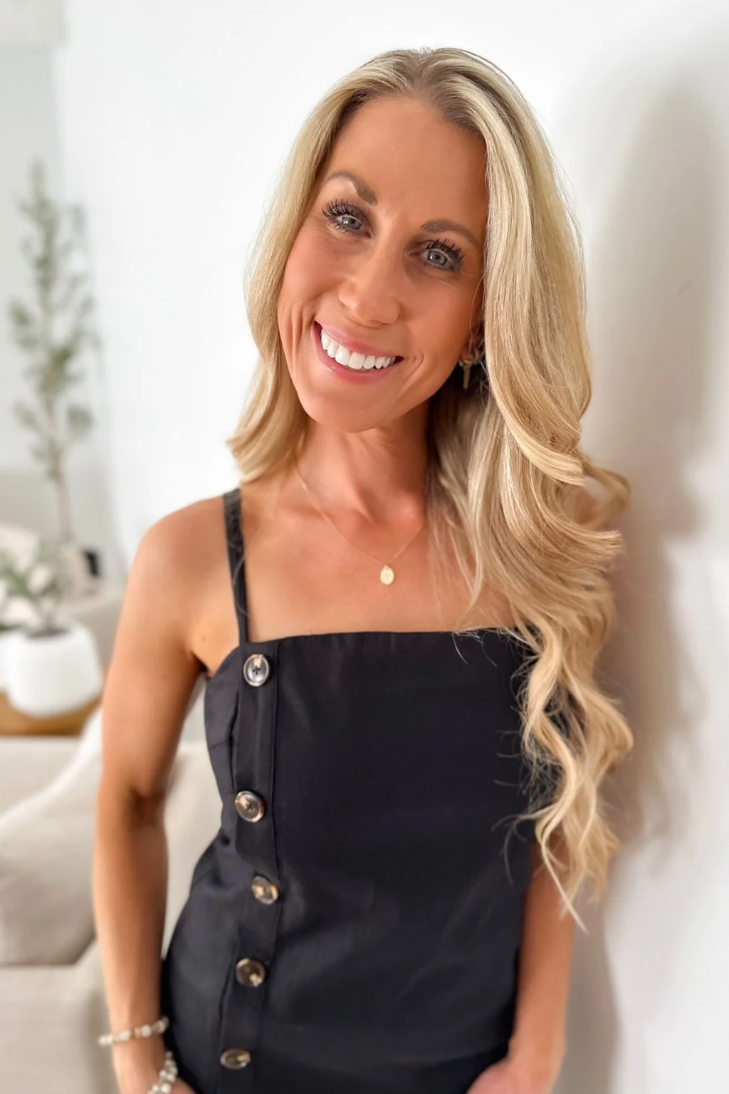 Black Button Detail Linen Maxi Dress