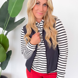 Skylar Black and White Striped Hooded Pullover