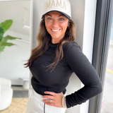 Fitted Ribbed Long Sleeve Top - Black
